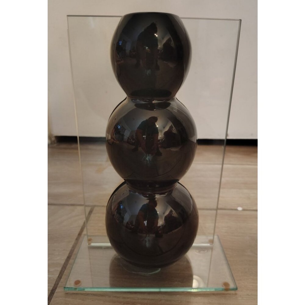 Vintage 1980's Black Bubble Vase, Clear Acrylic, Planter, Unique Retro Vibes